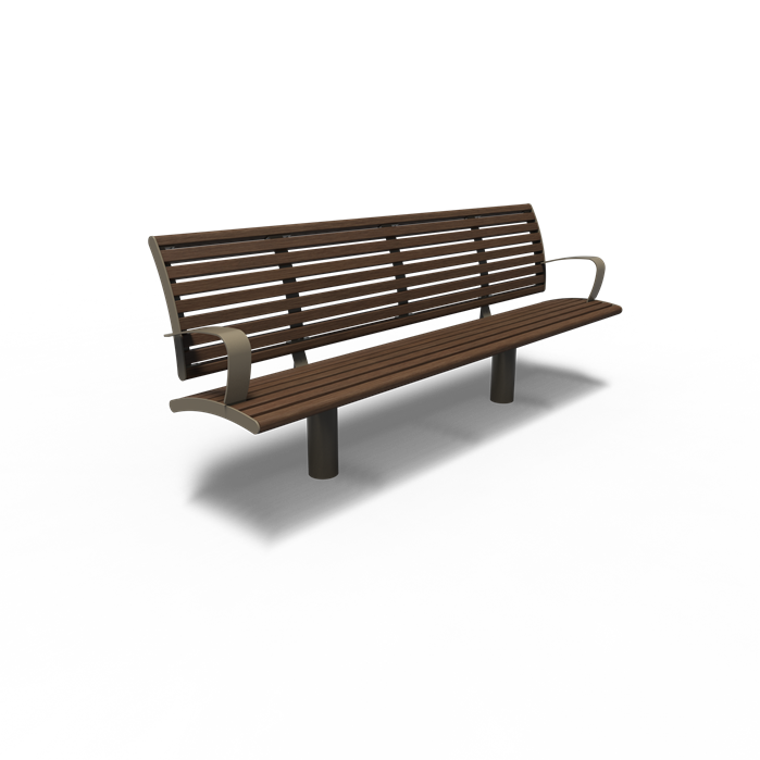 COBE.2300SB.ZnRc.BX bamboe - Gecoat staal,Banken,COBE met rugleuning,2300 x 576 x 1066 mm