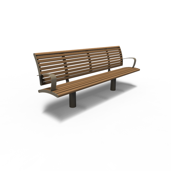 COBE.2300SB.ZnRc.KE kebony - Gecoat staal,Banken,COBE met rugleuning,2300 x 576 x 1066 mm