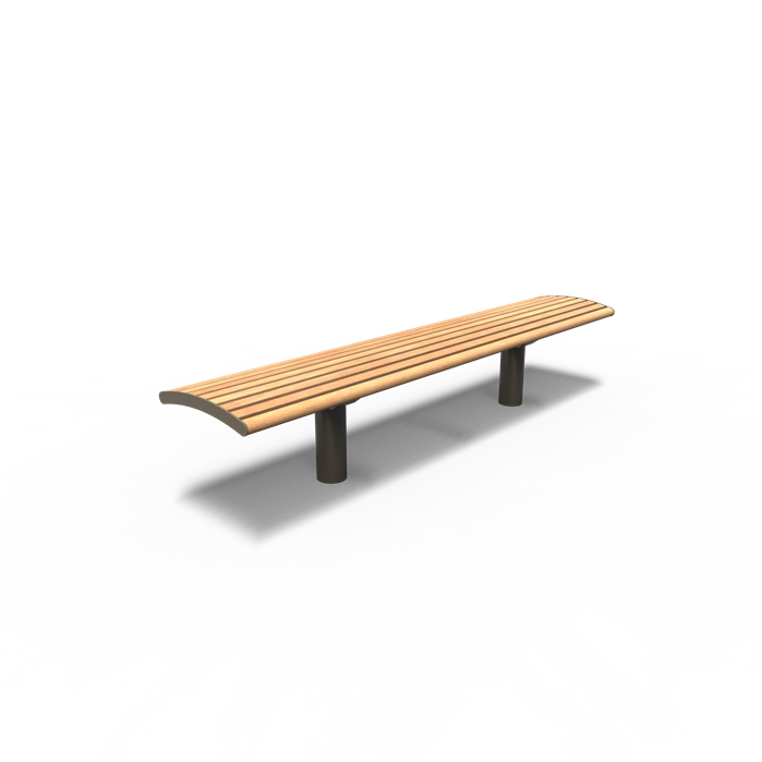 COBE.2300S.ZnRc garapa - Gecoat staal,Banken,COBE zonder rugleuning,2300 x 472 x 600 mm