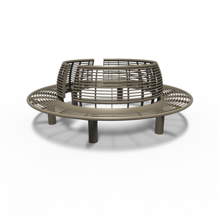 COBES.R2500SB.ZnRc - Gecoat staal,Banken,COBE rond met rugleuning,2500 x 1066 mm