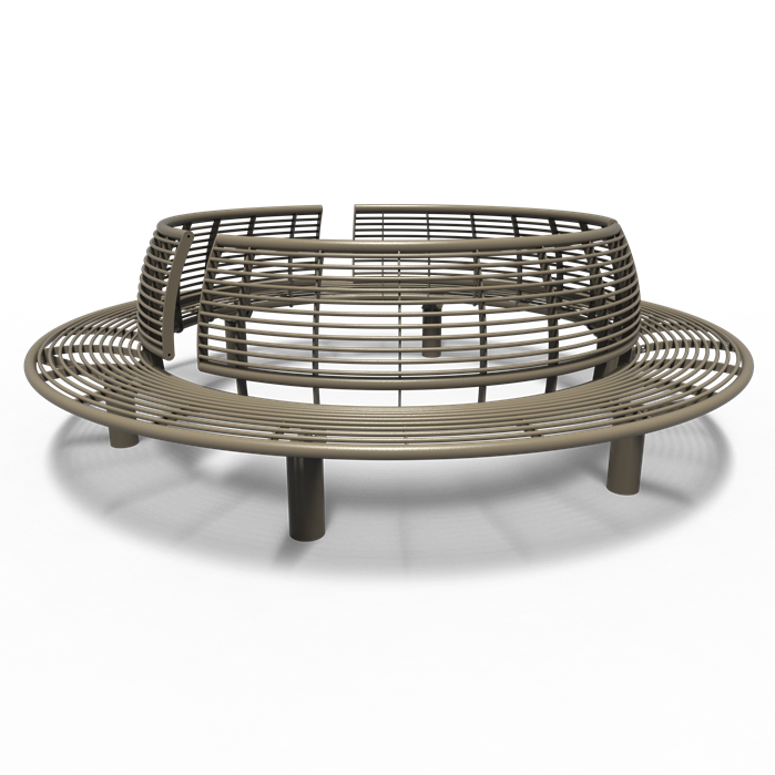 COBES.R3000SB.ZnRc - Gecoat staal,Banken,COBE rond met rugleuning,3000 x 1066 mm